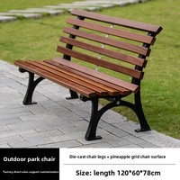Chaise de parc en fer moderne d'extérieur, anti-corrosion, en bois massif, siège en forme d'ananas, cour, zone panoramique, dossier