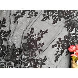 Adornos de encaje festoneado de pestañas anchas, recorte de encaje tejido Chantilly para lencería, vestido de mujer, venta al por mayor, precio bajo, stock negro - Product Image 4