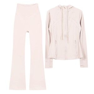 Ensemble de leggings de sport et de yoga décontractés pour femmes, avec veste de designer à fermeture éclair, idéal pour le fitness, la course et le yoga, en tissu élastique. - Product Image 4