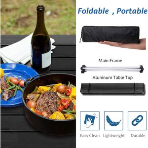 Tavolo pieghevole in alluminio portatile Premium per campeggio da spiaggia picnic e barbecue facile da trasportare per uso esterno in palestra e sala da pranzo - Product Image 6