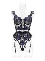 Lingerie Offre Spéciale avec sangle de chaîne Sexy femmes sous-vêtements femmes corps 3 pièces sensuel érotique ensembles Fine intime jarretière Sexy tenue