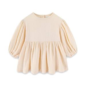 女の子の秋の麻のドレス - 日本と韓国スタイルの長袖ラウンドネックプリンセススカート - Product Image 3