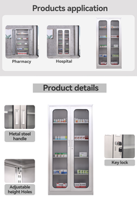 <span class=keywords><strong>Armoire</strong></span> de stockage de médicaments en acier inoxydable en métal pour armoires de stockage de <span class=keywords><strong>pharmacie</strong></span> pour hôpital de médecine avec porte en verre - Product Image 4