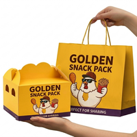 Boîte à poulet frit en kraft écologique avec poignée, emballage jetable personnalisé pour hamburgers, cuisses de poulet, BBQ, à emporter