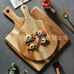 Tabla para Pizza de Madera de Acacia, Redonda, de 30-43 cm, con Asa, para Uso Doméstico - Product Image 5