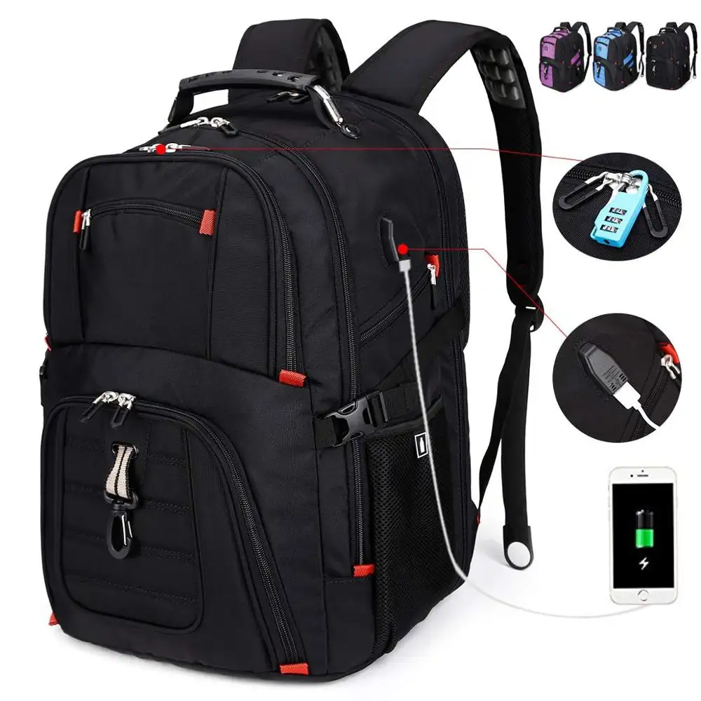 Extra Large Durable 50L Travel Laptop Backpack School Backpack Travel Backpack College Book bag with USB Charging Port