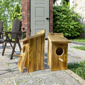 Nichoir en bois personnalisé nichoir en pin naturel nichoir à oiseaux suspendu en plein air abri pour oiseaux décoration de jardin faune maison utilisation - Product Image 2