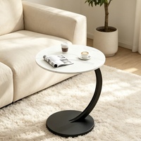 Table à manger ronde EaseNeat avec pieds en métal en forme de C, style simple, durable, utilisable comme table de chevet ou table d'appoint