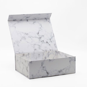 A4 Deep Size Marble Color Stock Magnetic Folding Rigid Gift Box with Ribbon - Product Image 2