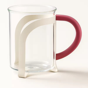 2セットのガラス製コーヒーカップ、ハンドル付き、耐熱ガラスマグ、カフェ、家庭、キッチン用の透明なドリンクグラス - Product Image 1