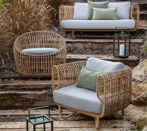 Factory Rattan Furniture Wicker Table Set Outdoor Sofa Patio Furniture Dining Table And Chair Carton Modern Leisure Garden Set