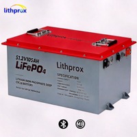 Batterie Lithium LiFePO4 51.2V 105AH 5KW Grade A Marine avec BMS Intelligent Bluetooth Terminal M8 6000 Cycles CE RoHS IP67 Service OEM ODM