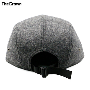 Custom Logo 5 Panel Camp <b>Cap</b> Wholesale Bulk Wool Blend <b>Flat</b> Embroidered <b>Flat</b> Brim Hat With Adjustable Buckle Manufacturer - Product Image 3