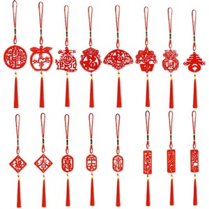 Chinese New Year Hanging Decorations Red Paper Cut <b>Ornaments</b> Spring Festival Props Indoor Decor Handmade Keychain Style - Product Image 5
