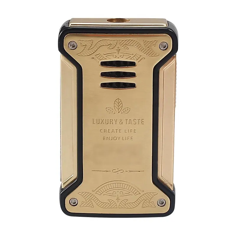 Custom Windproof BBQ Refillable Butane Jet Gas Torch Lighter Metal Cigar Lighter Custom Logo