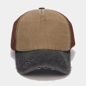 Mới đến hai giai điệu màu lưới Trucker <span class=keywords><strong>hat</strong></span> 5 tấm Mũ đau khổ phai mờ bông CHA mũ thể thao Mũ bóng chày - Product Image 5