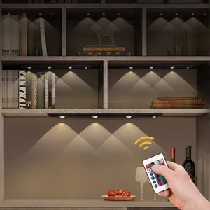 智能触摸传感器无线铝W RGB可充电橱柜灯下带遥控器，用于厨房衣柜葡萄酒