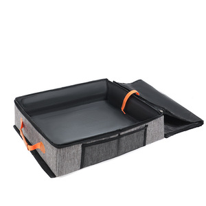 Bac à litière pour chat pliable, imperméable, portable, gris, rectangulaire, grande capacité, avec poches de rangement pour les voyages et l'utilisation en intérieur - Product Image 4