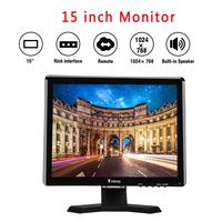 Moniteur CCTV TFT Eyoyo OEM 15 pouces, résolution 1024x768, télécommande, entrée HD MI VGA AV BNC USB, montage mural, avec haut-parleur intégré