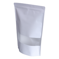 Sachet refermable élégant en papier kraft brun et blanc, réutilisable, avec fermeture éclair, pour aliments, noix, collations, café, emballage, sac à fond plat avec fenêtre