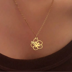 Meilleur produit de marque Collier de fleurs florales Bijouterie en plaqué or 18 carats Collier de fleurs porte-bonheur en fleurs imperméable Pendentifs - Product Image 3