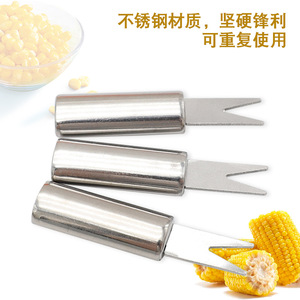 Fourchettes à maïs en acier inoxydable Chef Season Show avec manche cylindrique, outils de barbecue pour griller et peler le maïs - Product Image 5