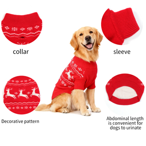 Weihnachtlicher Hundepullover Warme Haustierkleidung Winter-Hundepullover Katzen- und Hundemuster-Pullover Gestrickter Hundepullover - Product Image 5