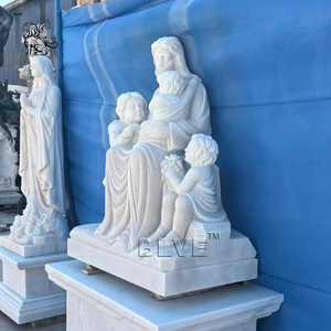 Escultura Cristiana <span class=keywords><strong>de</strong></span> Tamaño Real Tallada a Mano, Diseño Personalizado BLVE, Decoración <span class=keywords><strong>de</strong></span> Iglesia, Estatua <span class=keywords><strong>de</strong></span> Jesucristo en Mármol Blanco con Niños - Product Image 3