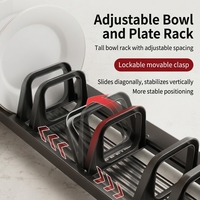 Organisateur de couverts de cuisine coulissant, panier de rangement semi-extensible pour ustensiles à fermeture douce, étagères de tiroir pour casseroles et assiettes