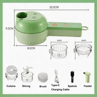 Multifunctionele 5-in-1 draadloze elektrische voedselhakker voor het hakken, snijden, schillen van fruit, groenten, knoflook en vlees