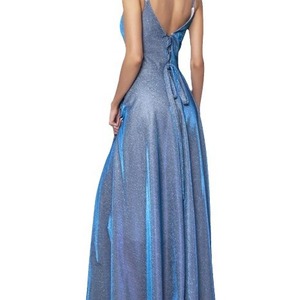 Vestido de Noche Largo con Hombros Descubiertos, Degradado Brillante, Lentejuelas, Cintura Imperio y Capa Transparente para Fiesta o Banquete - Product Image 5