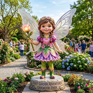Statue de Fée Fleurie à Ailes Scintillantes D141 en FRP Étanche pour Parc, Villa, Centre Commercial, Magasin, Aménagement Paysager, Place - Product Image 1