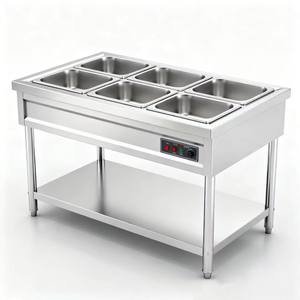 Bain-marie professionnel en acier inoxydable à 5 sections avec couvercle et robinet pour la restauration à domicile et les restaurants - Product Image 5