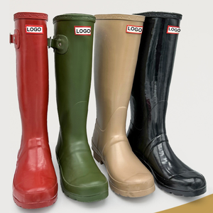 Sepatu Bot Hujan Logo Kustom untuk Wanita, Sepatu Karet Alami, Sepatu Taman Modis, Sepatu Wellington Setinggi Lutut - Product Image 2