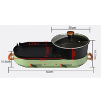 Poêle électrique multifonctionnelle 1600W 2 en 1 en fonte d'aluminium antiadhésive divisée Hot Pot BBQ Grill Pan
