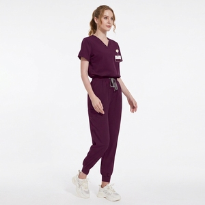 Conjuntos de Uniformes de Verano para Salón de Belleza, SPA, Personal de Enfermería y Medicina, Unisex, de Dos Piezas, en Tela Dobby de Poliéster Fino, Lavables a Mano - Product Image 3