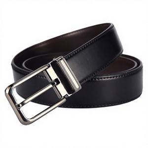 Ceinture réversible en cuir de vachette pour homme, confortable, double face, avec boucle ardillon en alliage, personnalisable, décontractée - Product Image 3