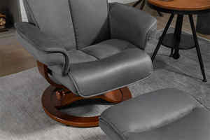 Vente de chaises inclinables en tissu <span class=keywords><strong>chamois</strong></span> Base en bois Fauteuil inclinable TV manuel pivotant avec repose-pieds - Product Image 5