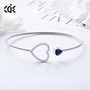 925 SilvertCristal Bracelet réglable Design de mode Bracelet en forme de coeur avec placage de rhodium pour cadeau de fête ou de mariage - Product Image 5