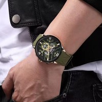 MEGIR-Montre-bracelet analogique chronographe à quartz, 2222G, aiguilles lumineuses, bracelet en silicone pour hommes, montre de sport étanche avec date automatique