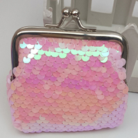 Dompet Koin Mini Berglitter Sequin Warna-warni Dua Sisi dengan Klip 3 Inci, Harga Murah, Model Unisex Terbaru