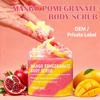 Gommage corporel au sucre de mangue et grenade OEM, formule exfoliante et hydratante fruitée, pot et étiquette personnalisés
