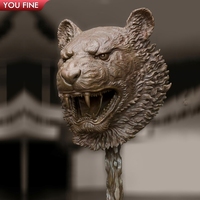 Sculpture de tête de dragon chinois en bronze YOUFINE, style traditionnel, statue pour place publique extérieure