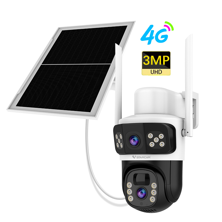Three Lens 9MP Rechargeable 4G Solar