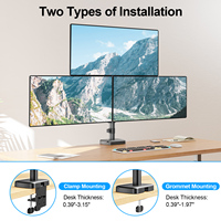 Support de moniteur triple de 32 pouces Support d'ordinateur à 3 bras pour support de moniteur
