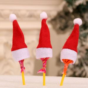 Décorations de Noël, mini chapeaux de Noël, housses pour bouteilles de vin de Noël, chapeaux en tissu polaire, housses pour couteaux et fourchettes - Product Image 6