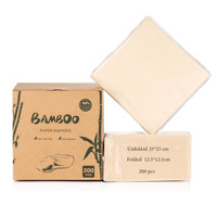 Usine 2 plis Fsc certifié tous les jours 100% serviettes compostables en bambou serviettes de table jetables