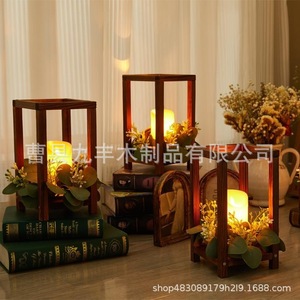 Portavelas Cuadrado de Madera de Pino, Decoración para Bodas, Porta Linternas - Product Image 2