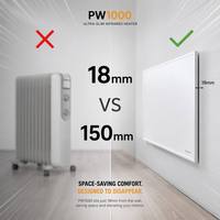 Chauffage infrarouge WIFI 1000W IP44 pour salle de bain, panneau chauffant intelligent sécurisé, cadre en aluminium, design fin, vente en gros d'usine, chauffage portable