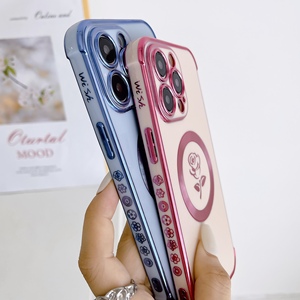 หรูหราชุบดอกไม้ออกแบบเคสโทรศัพท์สําหรับ<span class=keywords><strong>iPhone</strong></span> 15 Pro Max 14 13 <span class=keywords><strong>12</strong></span> 11 XRแม่เหล็กชาร์จแฟชั่นฝาครอบโทรศัพท์ - Product Image 6